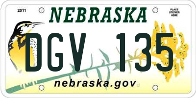 NE license plate DGV135
