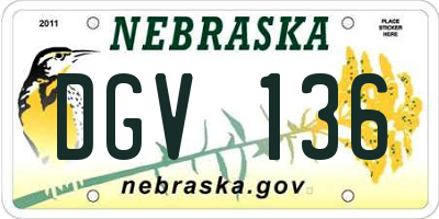 NE license plate DGV136