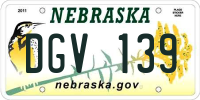 NE license plate DGV139
