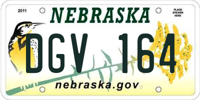 NE license plate DGV164