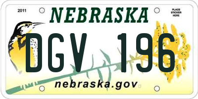NE license plate DGV196