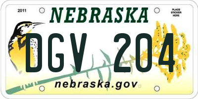 NE license plate DGV204
