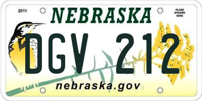 NE license plate DGV212