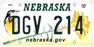 NE license plate DGV214