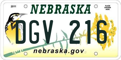 NE license plate DGV216