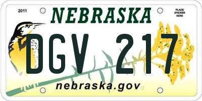 NE license plate DGV217
