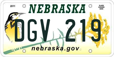 NE license plate DGV219