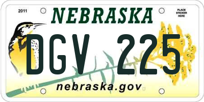 NE license plate DGV225