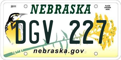 NE license plate DGV227
