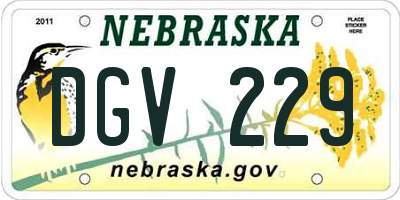 NE license plate DGV229