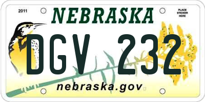NE license plate DGV232