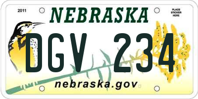 NE license plate DGV234