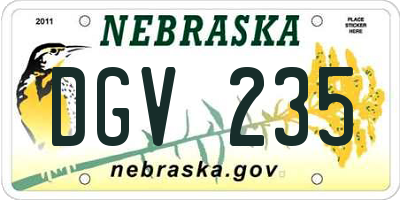 NE license plate DGV235