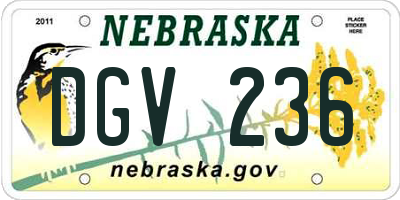 NE license plate DGV236