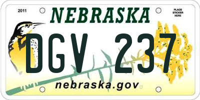 NE license plate DGV237