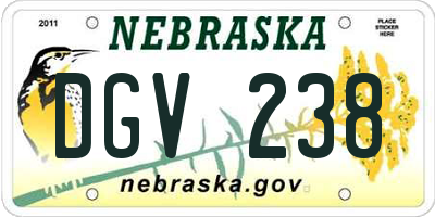 NE license plate DGV238