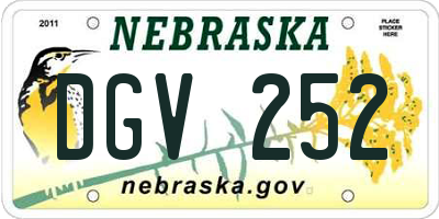 NE license plate DGV252