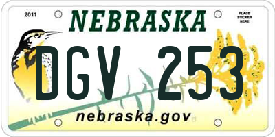 NE license plate DGV253