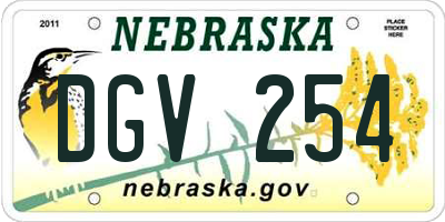 NE license plate DGV254