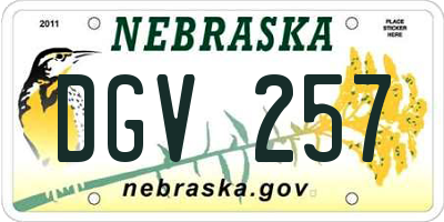 NE license plate DGV257
