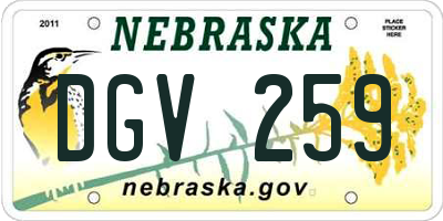 NE license plate DGV259