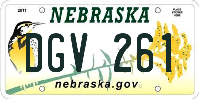 NE license plate DGV261