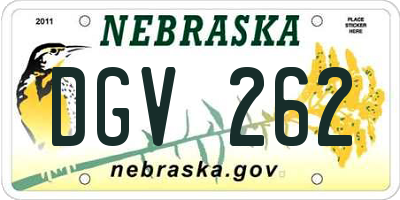 NE license plate DGV262