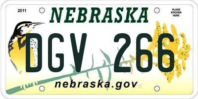 NE license plate DGV266