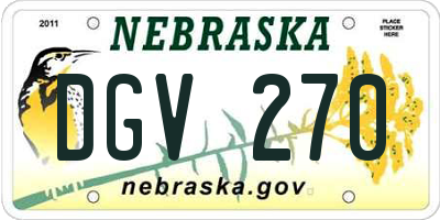 NE license plate DGV270