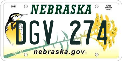 NE license plate DGV274