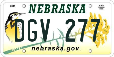 NE license plate DGV277