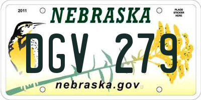 NE license plate DGV279