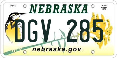 NE license plate DGV285
