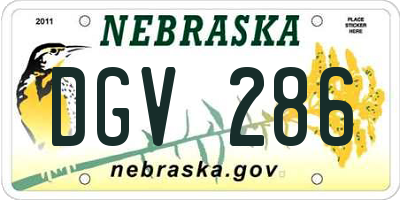 NE license plate DGV286