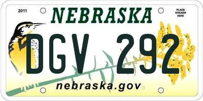 NE license plate DGV292