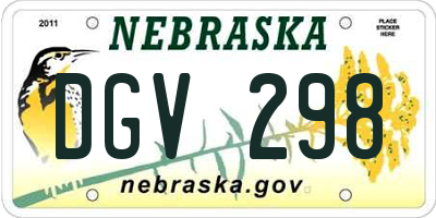 NE license plate DGV298