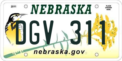 NE license plate DGV311