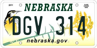 NE license plate DGV314