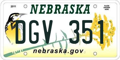 NE license plate DGV351