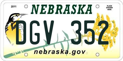 NE license plate DGV352