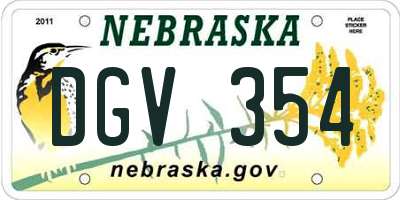 NE license plate DGV354