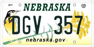 NE license plate DGV357