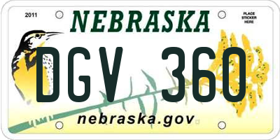 NE license plate DGV360