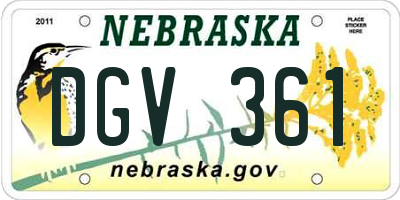 NE license plate DGV361