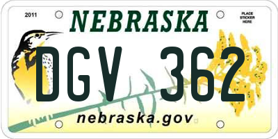 NE license plate DGV362