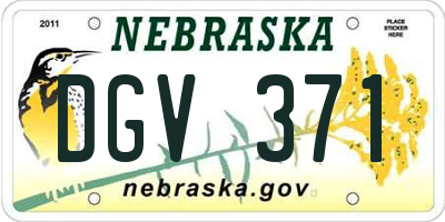NE license plate DGV371