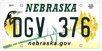 NE license plate DGV376