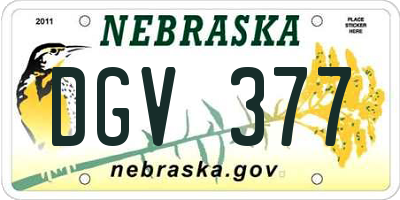 NE license plate DGV377