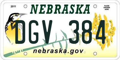 NE license plate DGV384