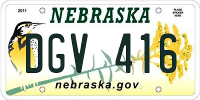 NE license plate DGV416
